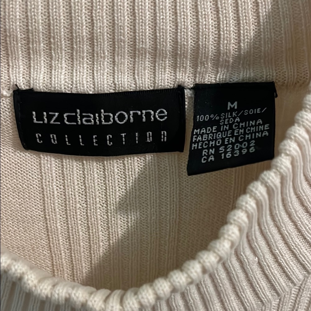 🌺Liz Claiborne Ribbed Cream Top - Picture 3 of 4